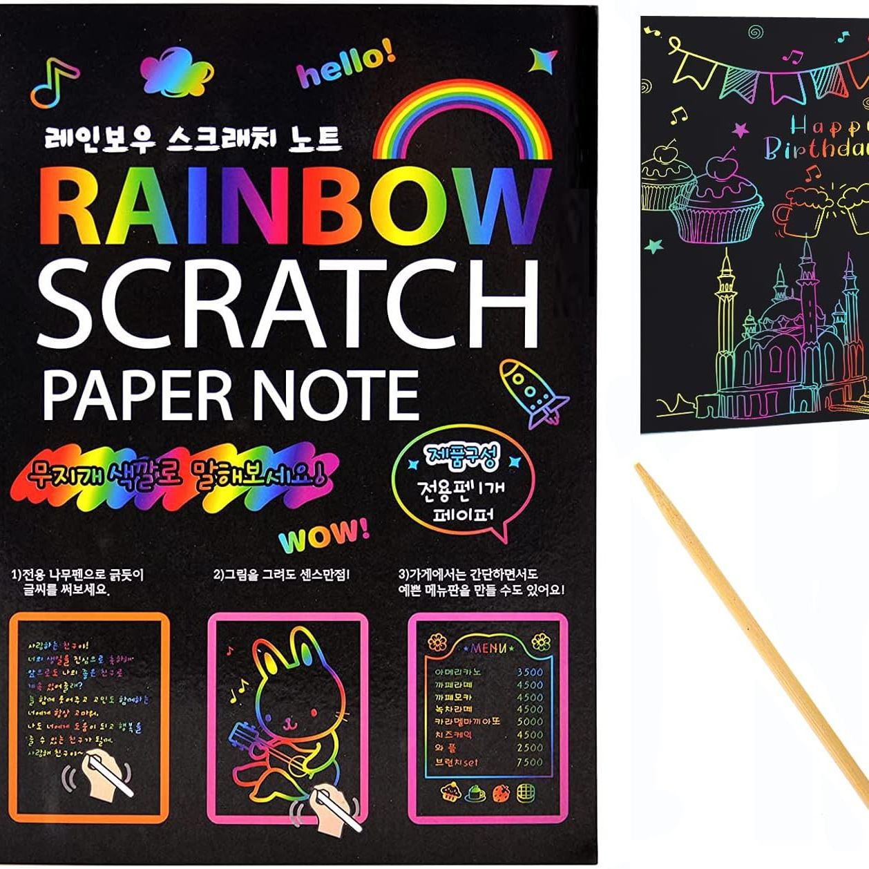 Scratch Art Note Books for Kids, Scratch Art Paper Rainbow Magic Scratch Art Books for Children, Colored Scratch Art Notebooks with Wooden Pen Children's Day Best Gifts