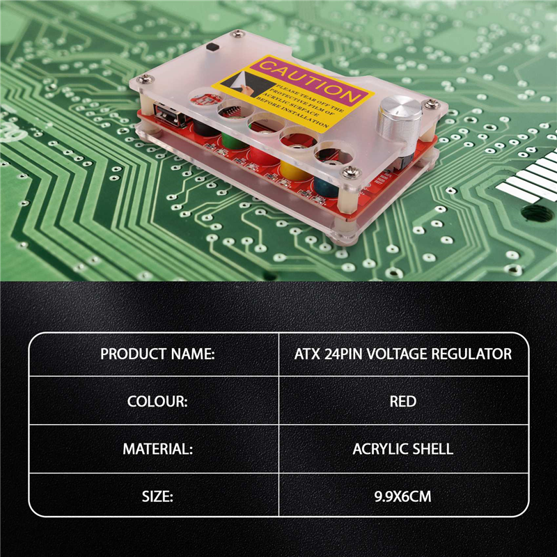 ATX 24Pin Power Breakout Board with ADJ Adjustable Voltage Knob and Acrylic Shell Kit Voltage Regulator. 