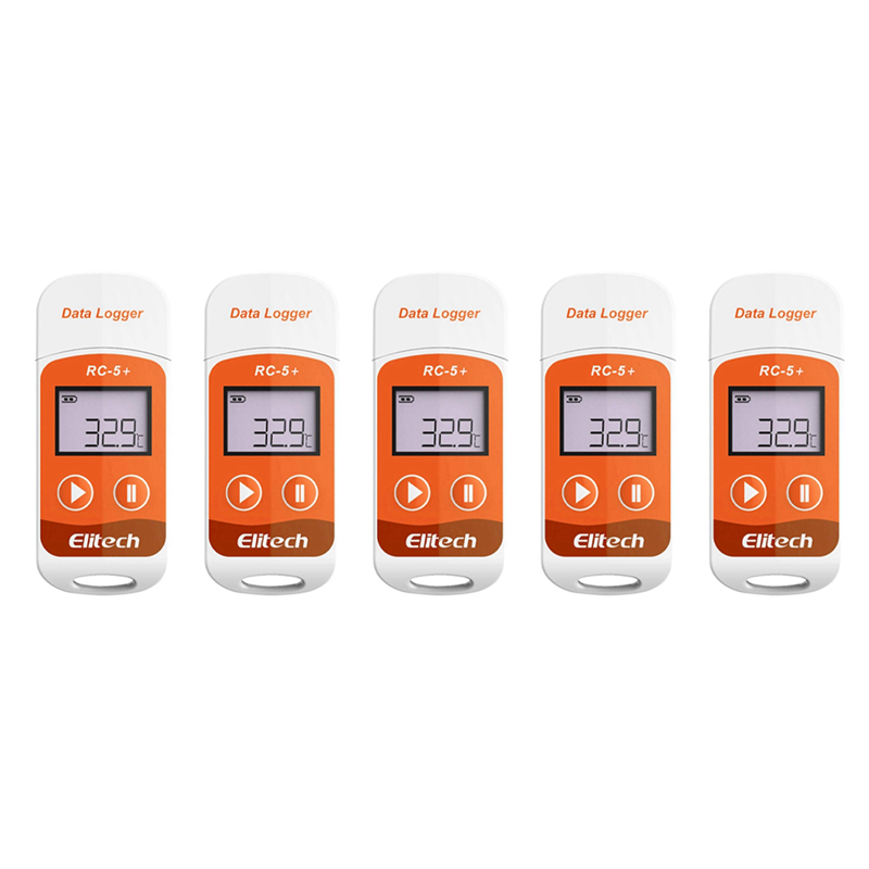 5X RC-5+ PDF USB Temperature Data Logger Reusable Recorder 32000 Points for Refrigeration, Cold Chain Transport