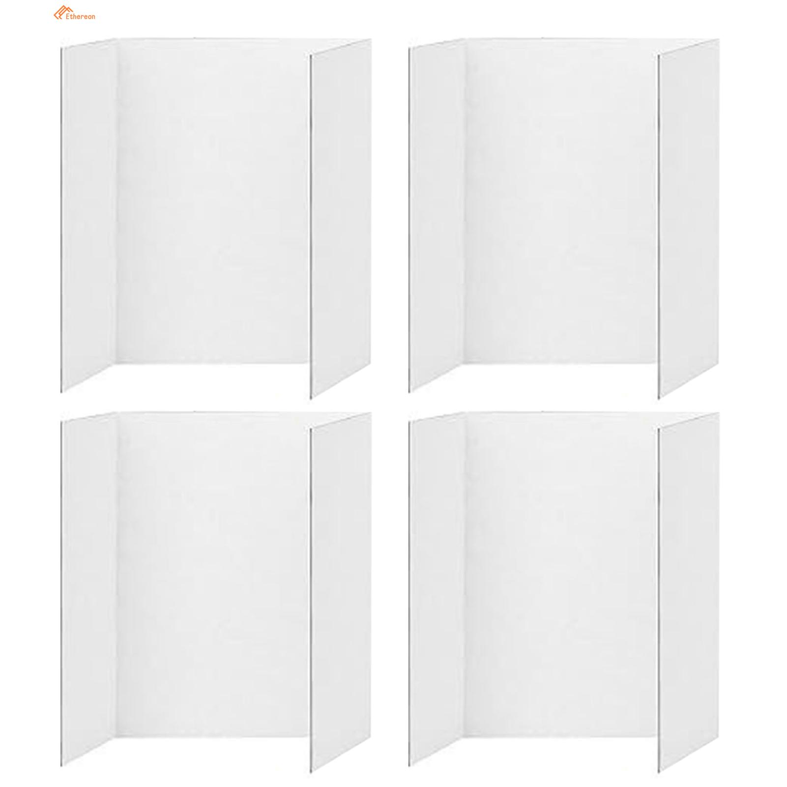 Ethereon Foldable Display Board 4pcs Small White Tri-fold Poster Boards for Business Presentations Lightweight Corrugated Display Panels for Professional Trifold Presentations Tri-fold Presentation Panel