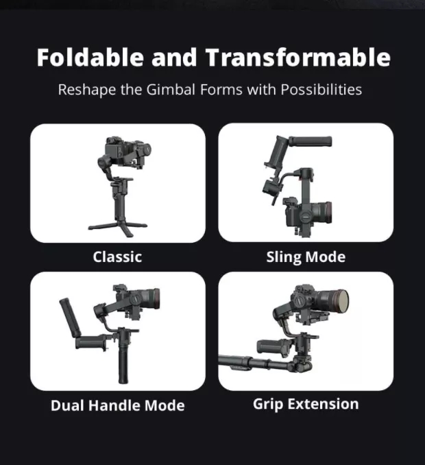 MOZA AirCross 3 Camera Gimbal Stabilizer, 3-Axis Gimbal Up To 3.2kg Payload , Compatible with Multiple Devices. 