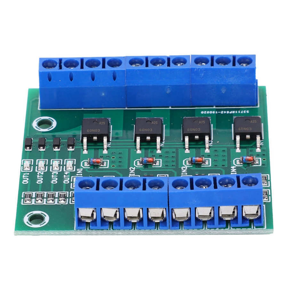 4 Channel Amplifier Circuit Board Driver Module Optocoupler Isolation DC Module (Green,1 Pcs)