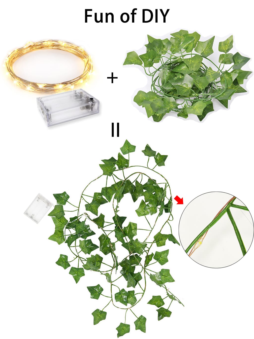 Enchanting LED Flower String Lights with Lush Green Leaves: 15 Feet of Indoor/Outdoor Fairy Lights/367. 