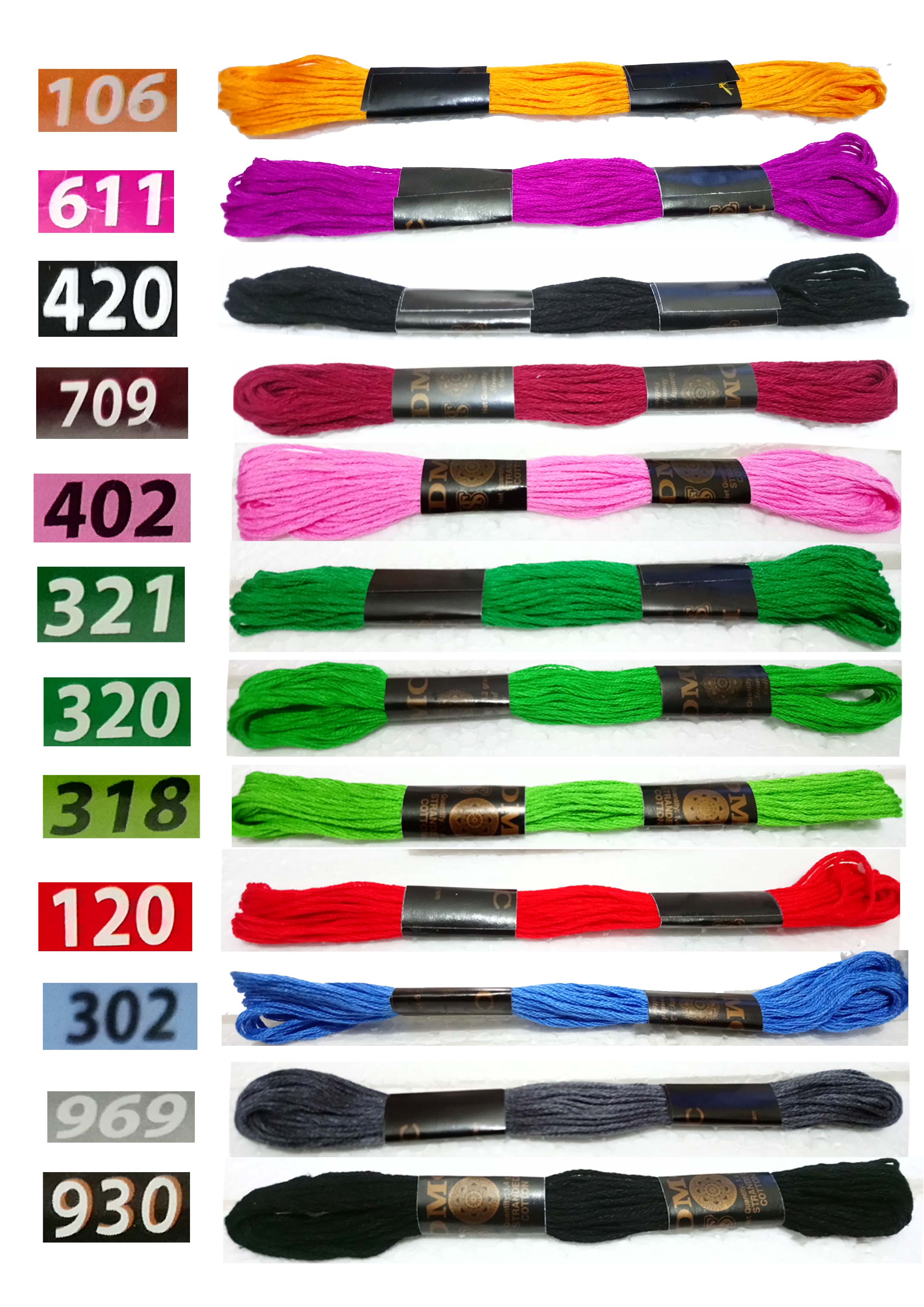 16 Pieces/Skeins Embroidery Floss Cross Stitch Thread / DMC Thread For Embroidery 6 line thread Cotton Embroidery Thread. 