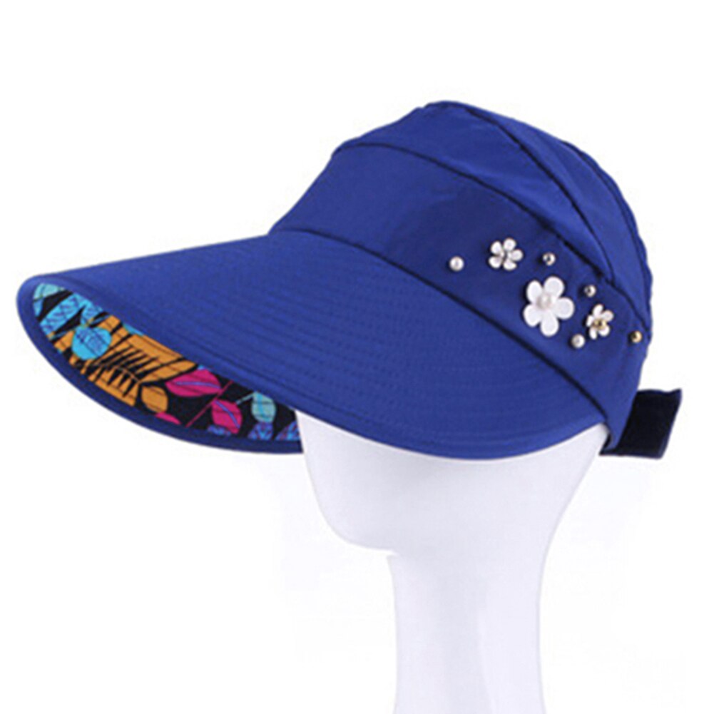 Women Solid Color Wide Brim Beads 