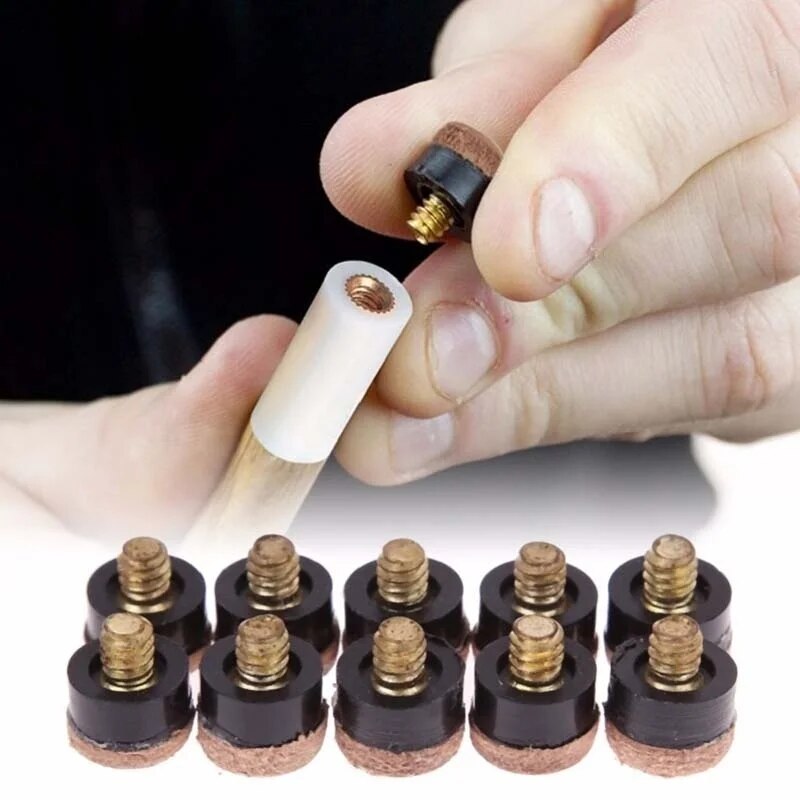 New Popular 10Pcs 10mm 12mm Screw on Cue Tips for Billiard Snooker Billiard Spare Parts Screws