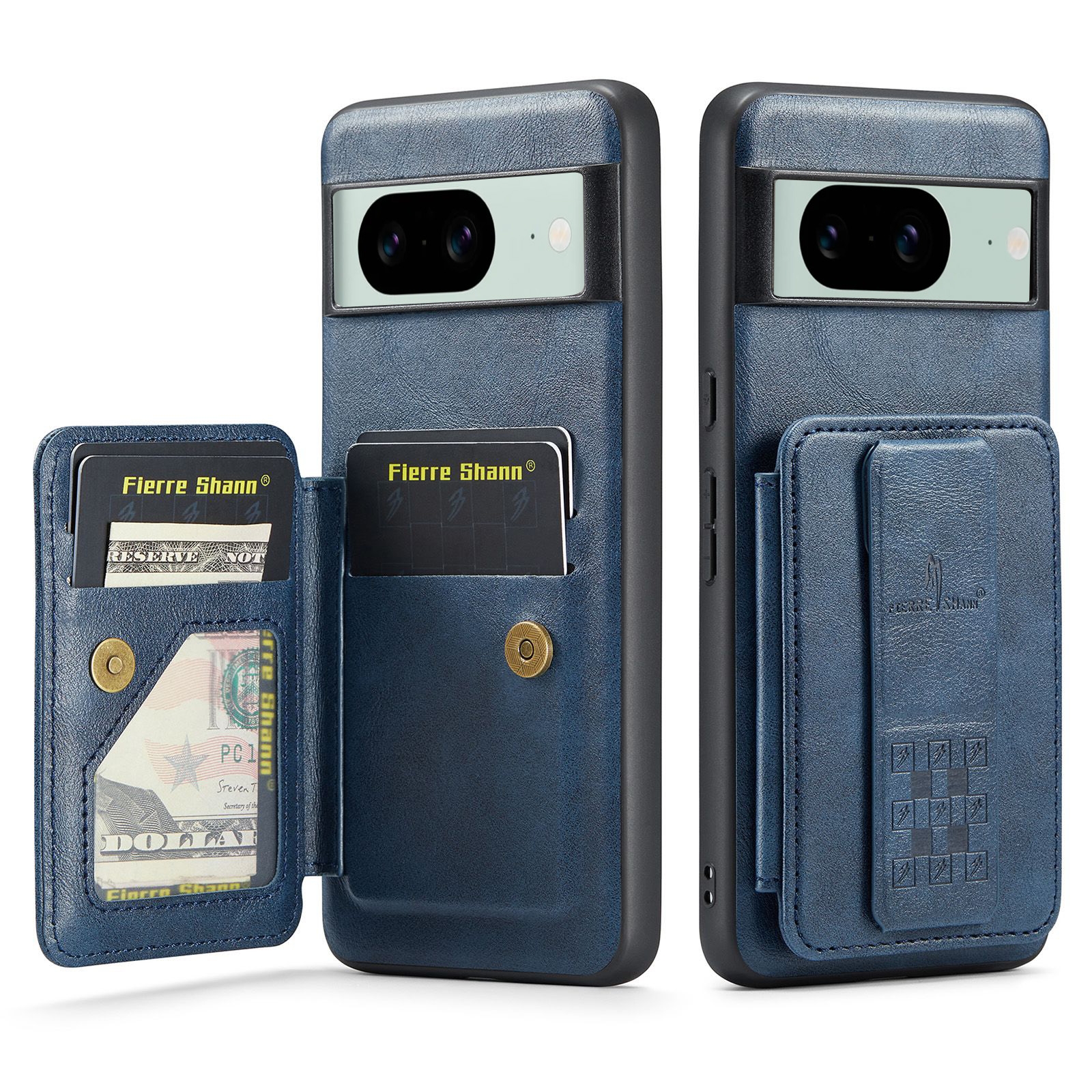 Fierre Shann Oil Wax Cow Leather Card Holder Back Phone Case For Google Pixel 8 Pro/Google Pixel 7a/Google Pixel 7/Google Pixel 8/Google Pixel 7 Pro/Google Pixel 8a. 