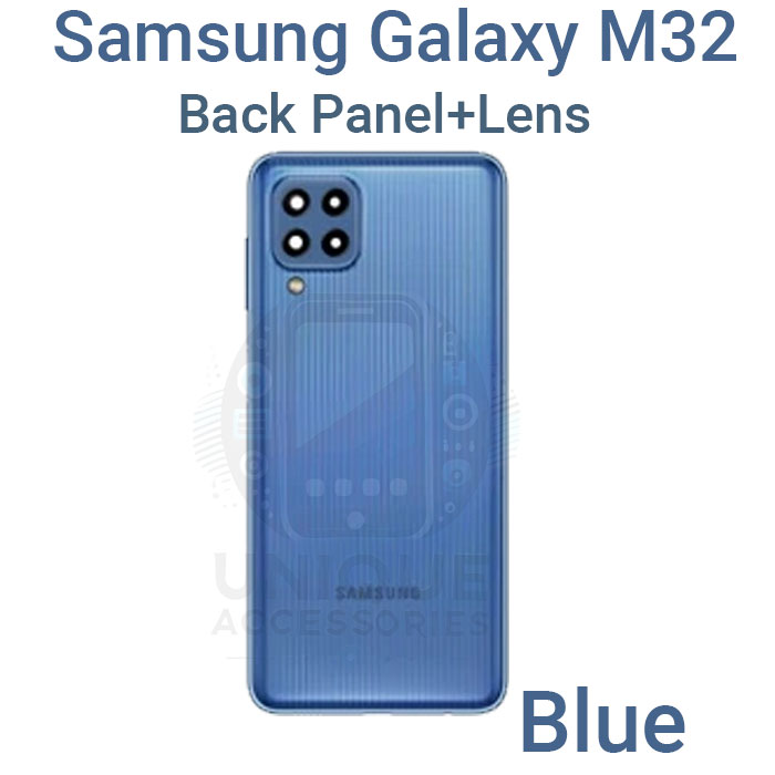 For Samsung Galaxy M32 Side Frame + Back Panel Housing + Camera Glass Back shell Replacement Spare Parts. 