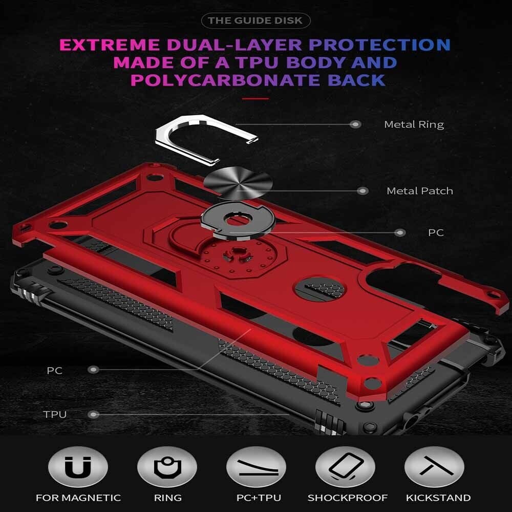 xprmy for Motorola One Hyper phone Case Luxury Armor Shockproof TPU PC 2 in 1 360 Degree Rotating Holder Ring Back Cover. 