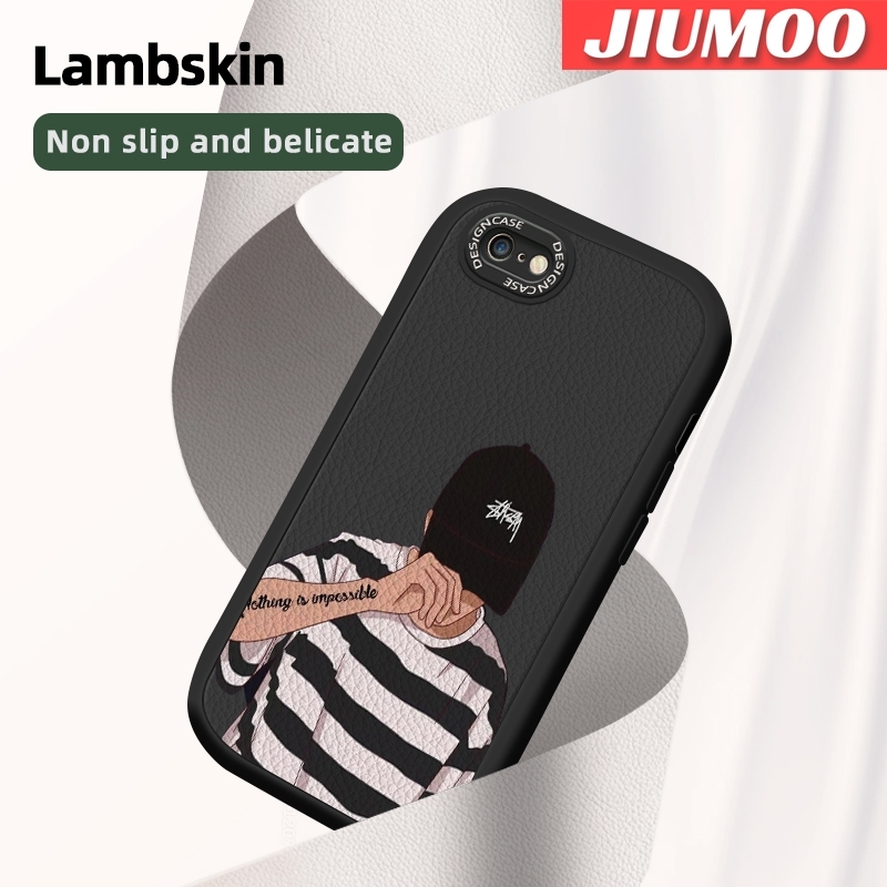 JIUMOO For iPhone 6 Plus iPhone 6s Plus Case Fashion Cool Tide Boy Men Thin New Design Leather Soft Back Cover Camera Protection Cases Shockproof Casing. 