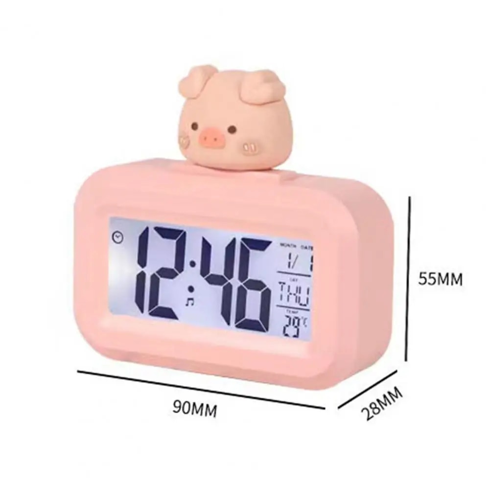 LED Digital Alarm Clock Cute Cartoon Shape Desk Clock Piggy Shape Alarm Clock for Students Bedroom Home Table Decoration. 
