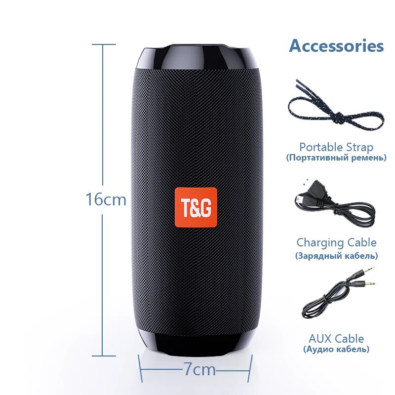 TG117 Portable Bluetooth Speaker Outdoor Wireless Woofer Free Call /FM/TF Card/USB Flash Drive Connect Mobile Phone/Tablet/TV. 