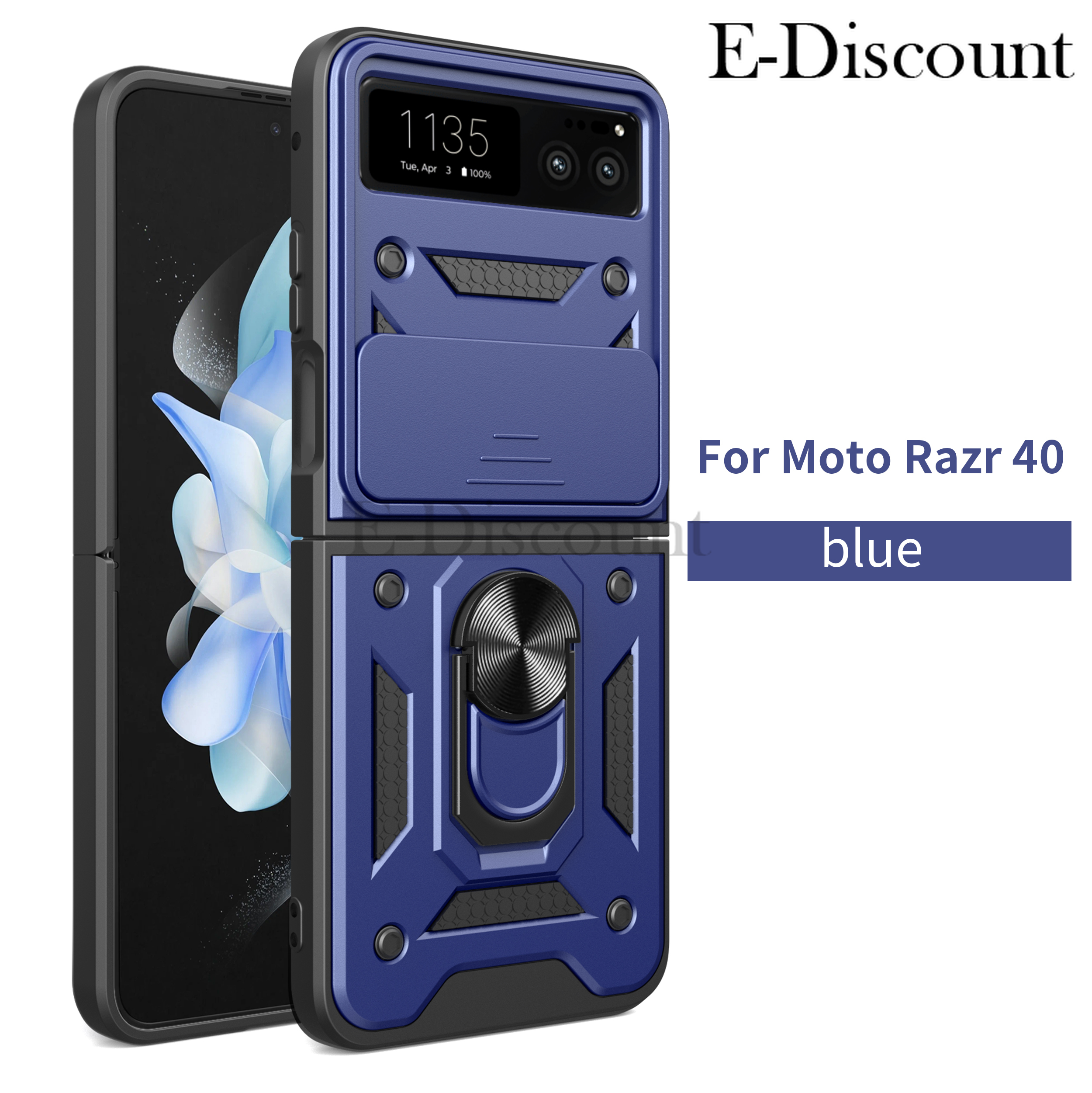 New Phone Case For Motorola Moto Razr 40 Cover Car Foldable Metal Bracket Sliding Camera Protection Hard Shockproof for Moto Razr40 Case