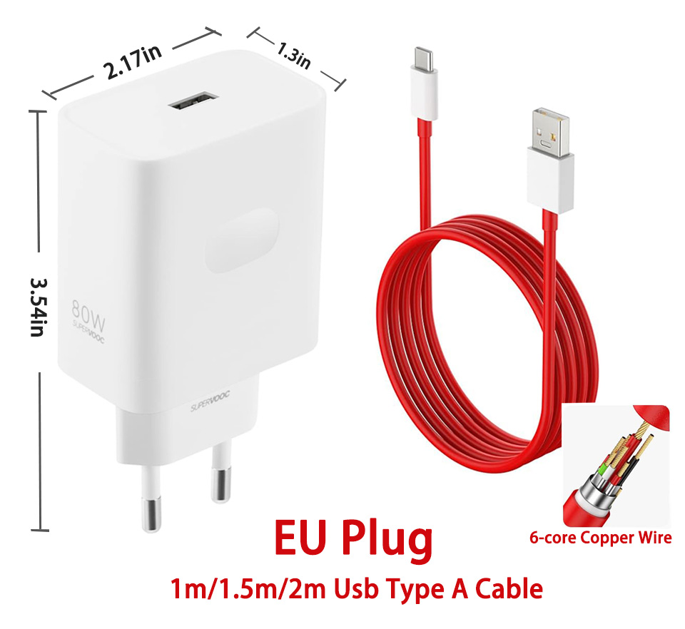 Oneplus Charger Original Supervooc 80w Type-A Adapter Super Fast Charging Cable 100w Type C One Plus 10 Pro 11 Nord Ce 3 Ce3 11r. 