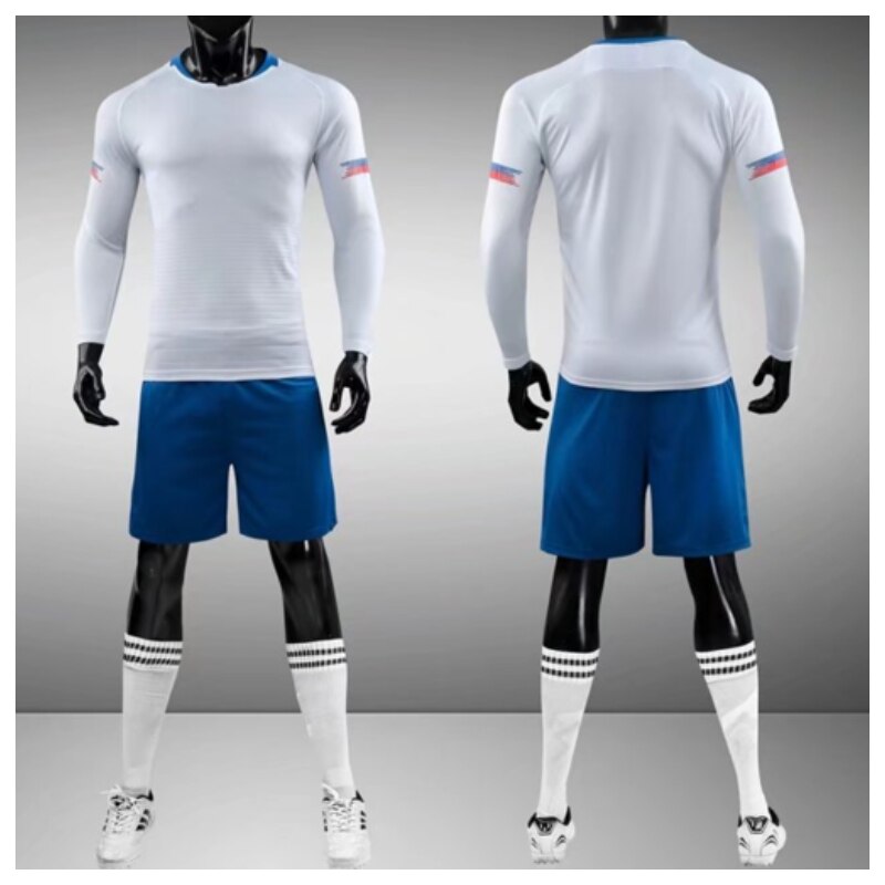 Men Custom Football Jersey Sets Blank Version New In Long Sleeve And Shorts Summer Team Club Soccer Match Training Uniforms. 