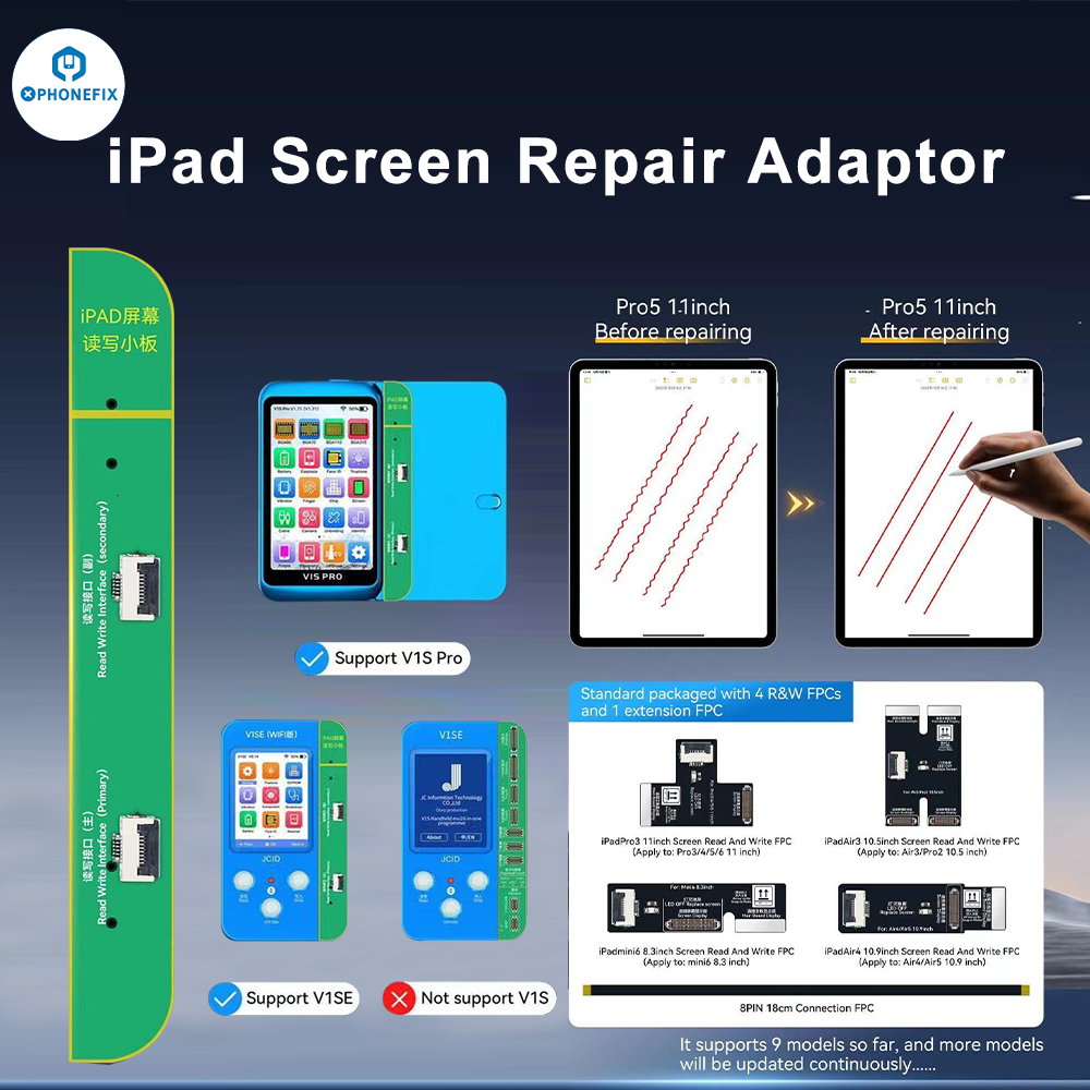 JC V1SE Wifi Programmer for iPAD /iPhone X 11 12 13 Mini 14 15PM Original Color Touch Shock Rear Camera Face ID Battery Repair. 