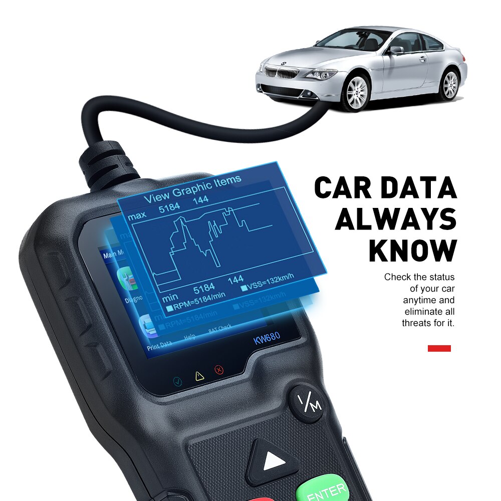 KONNWEI KW680 OBD2 Scanner OBDII Car Diagnostic Auto Diagnostic Tools Russian Language Car Scanner Tool Diagnostic code reader. 