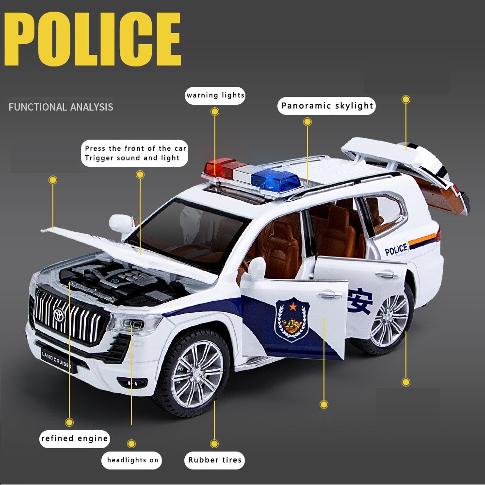 1:24 Simulation Car Security Toy Car Alloy Car Model Sound And Light Pull Back Prado Suv Model Gifts