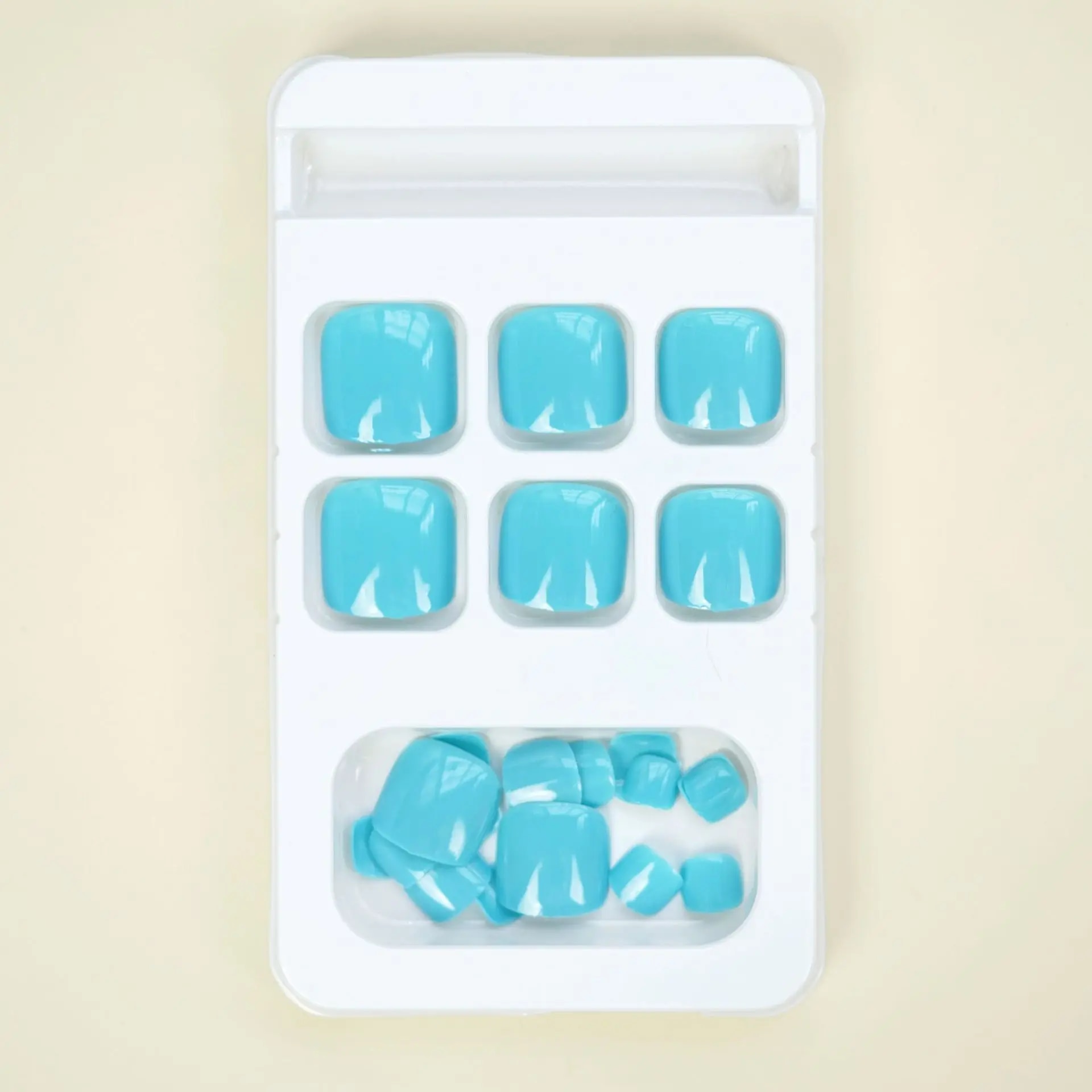 24Ps Glossy Lake Blue Press on Toe Nails Artificial Acrylic Toenails Full Coverage Removable Wearable Toe Nail Art Finished. 
