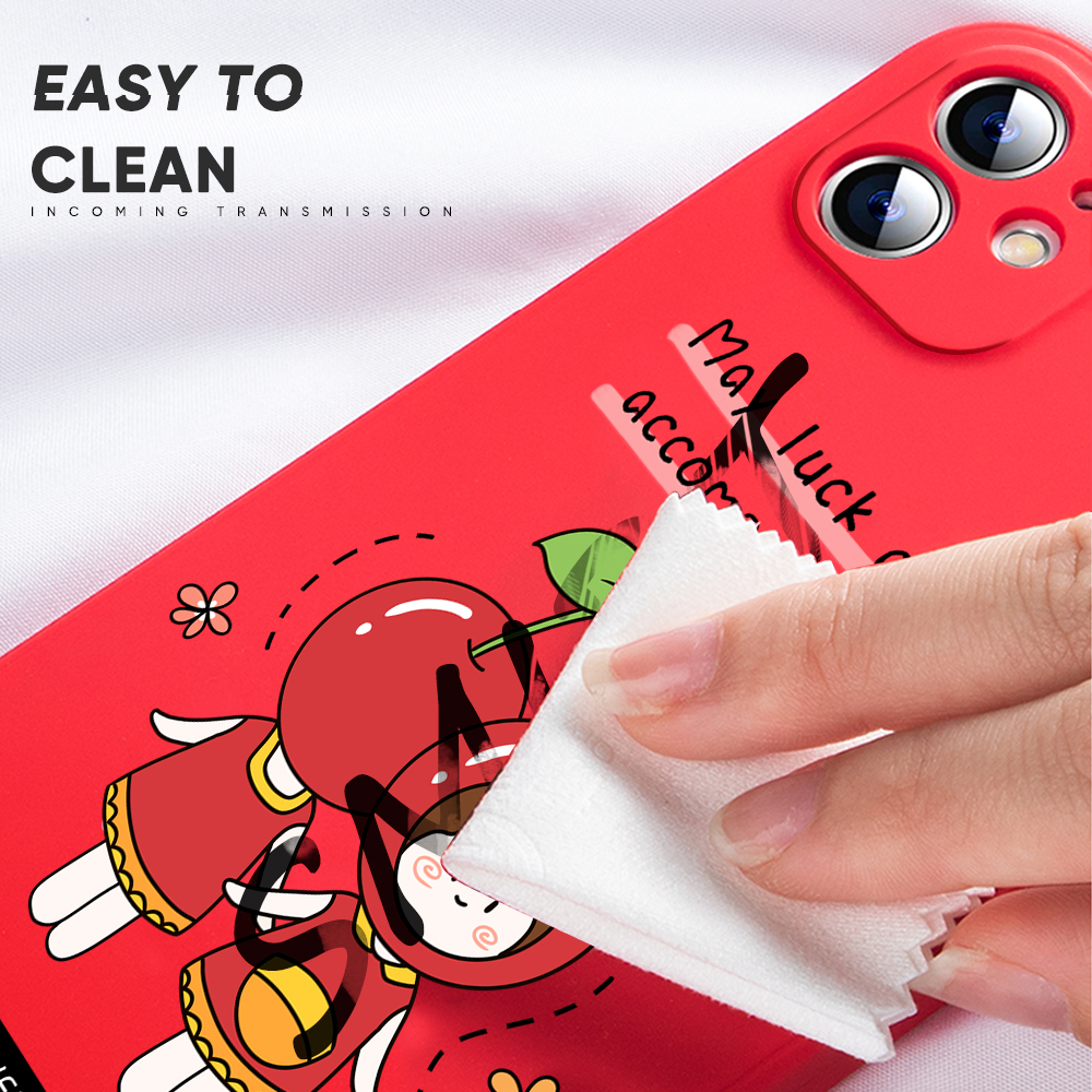 For Samsung S21 Ultra 5G Fashion Cherry Girl Design Side Design Phone Case Square Edge Pattern Liquid Silicone Casing Full Cover Camera Shockproof Protection Case. 