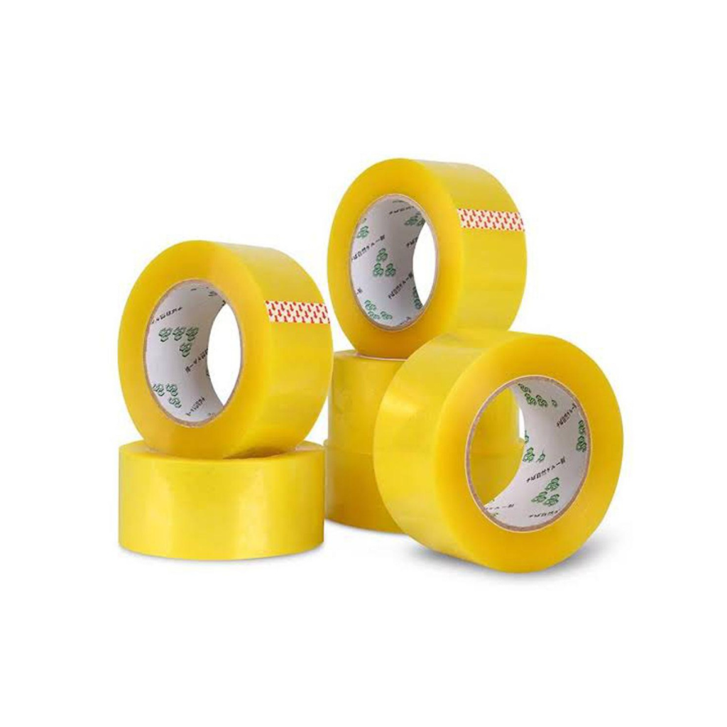 2 pcs 2.5 Inch 140 Meter Yellow Gum Tape for Carton Binding. 