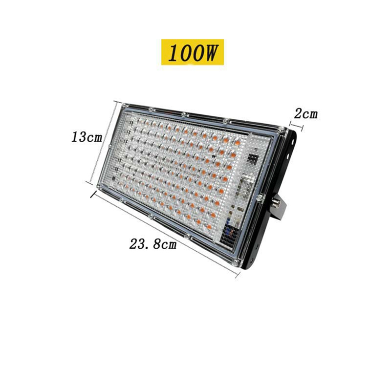 Full Spectrum LED Grow Light Range Lamp Outdoor Floodlight for Plants Tent Flower Seeding 100W EU Plug. 