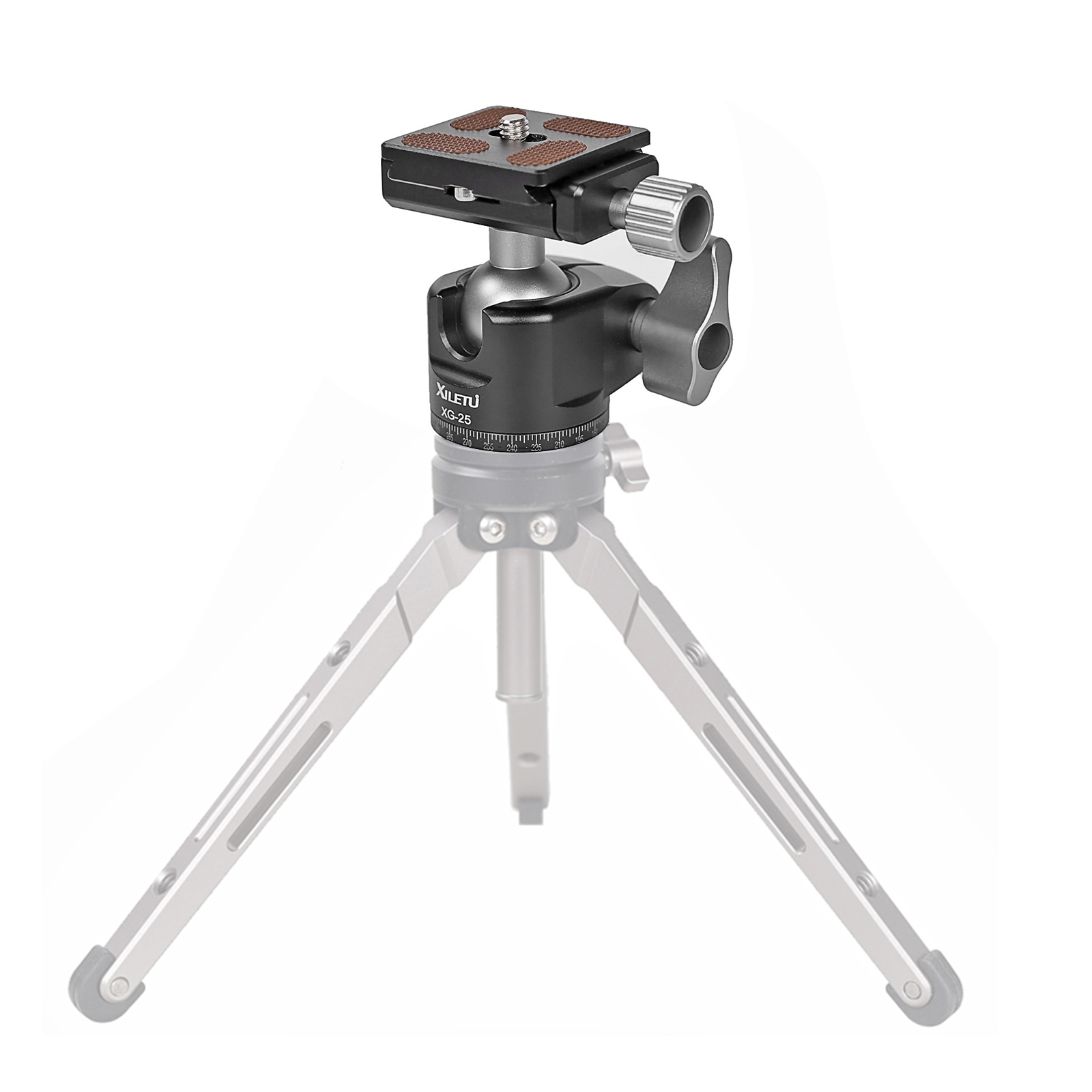 XILETU XG25 Panoramic Tripod Head Adjusting Platform Low Gravity Center Aluminum Alloy Material Max. Load 6kg/13.2lb with QR Plate 1/4 Inch Screw Interface for Cameras Tripods Monopods. 