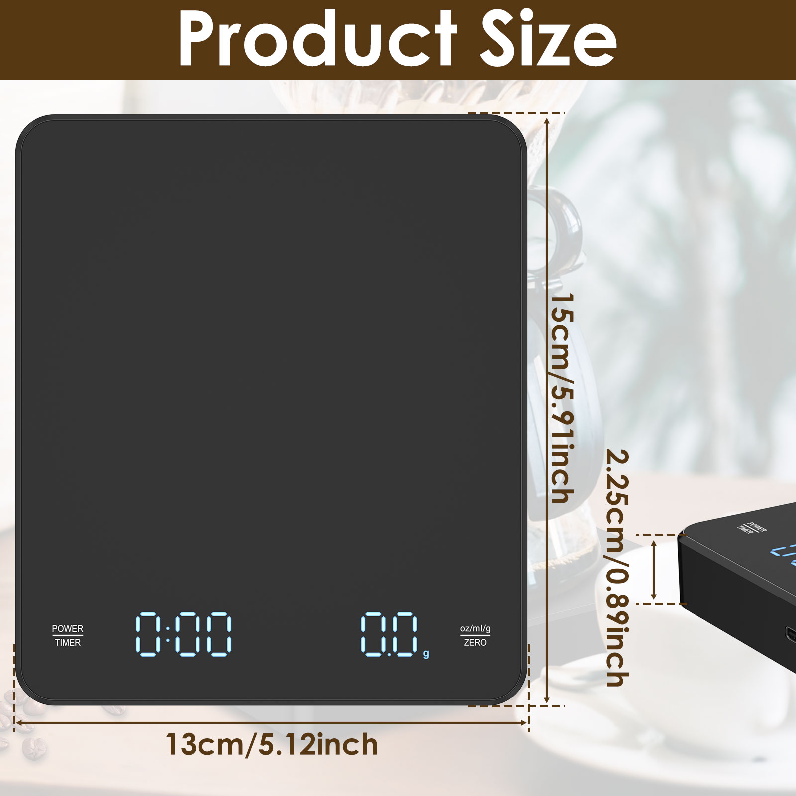Digital Kitchen Scale with Timer 3kg/0.1g Espresso Coffee Making Mini Food Weight Scale High Precision Measures Rechargeable. 