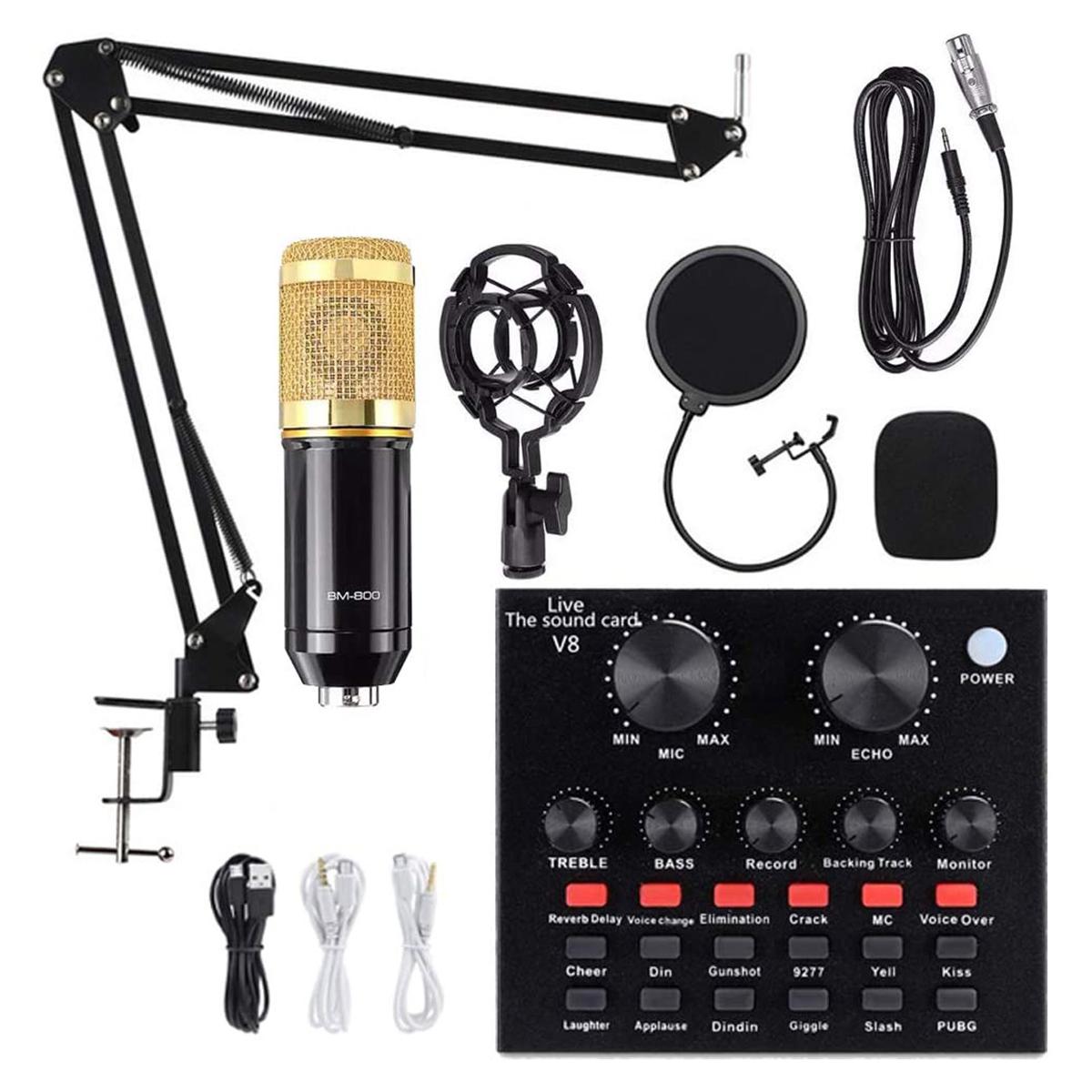 BM800 Professional Microphone Combo with V8 Live Sound Card