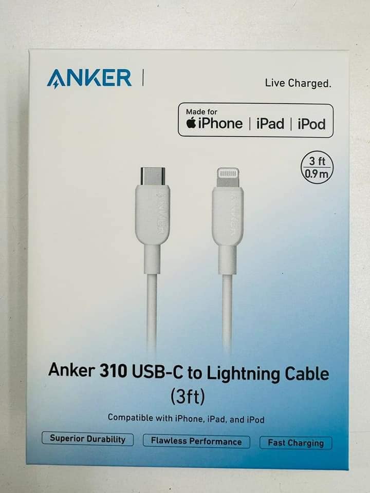 Anker 310 USB-C to Lightning Cable (3ft) Compatible with iPhone, iPad, and iPod. 