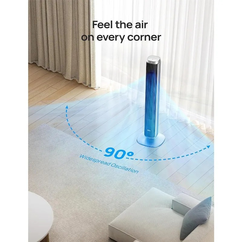 Dreo Tower Fan Smart Voice Control, 25 DB Quiet DC Portable Bladeless Fan, Works with Alexa, Google, App, Remote, 90°. 