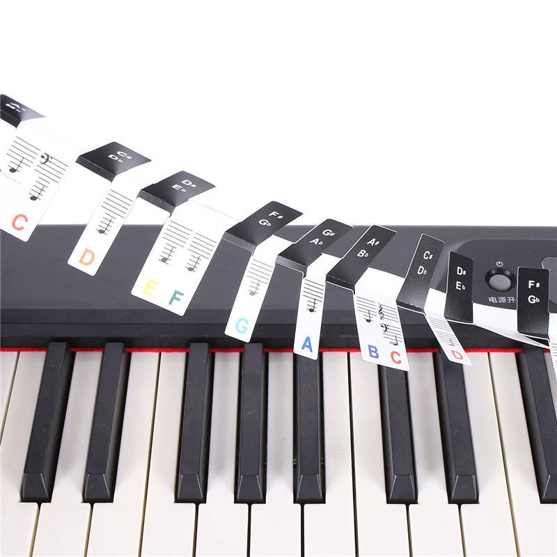 Removable Piano KEY Labels Piano Keyboard Stickers Black+White. 