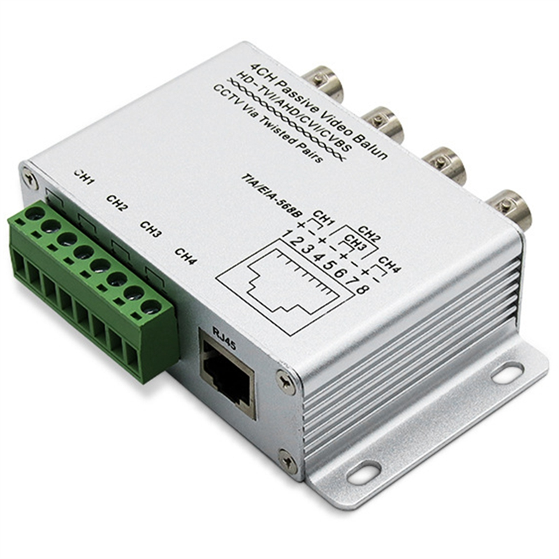 4CH Passive Video Balun for TVI CVI AHD Cameras CCTV Via Twisted Pairs UTP Video Balun 4CH Transceiver BNC To UTP RJ45. 