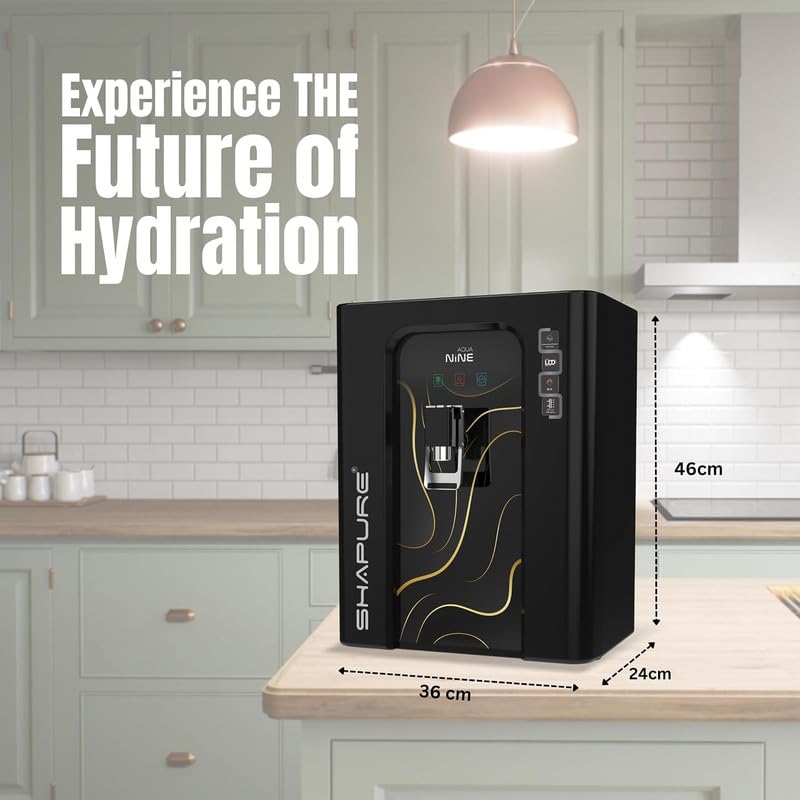 Aqua Nine Black RO+H2AAA Filter With Copper+TDS,6-Stage.Capacity-100.GPD:12 Litre. 