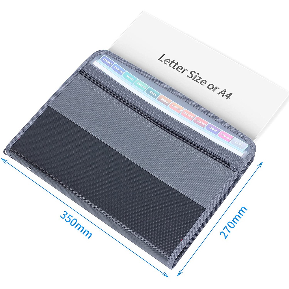 13 Pocket File Folder Storage Rack,with Zipper, for A4 Paper, G. 