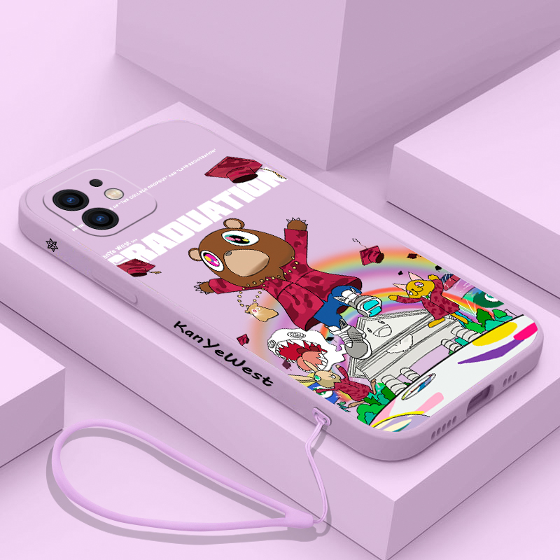 Kanye West Graduation Phone Case For iPhone 15 14 13 12 11 Pro happyMax Mini X XR XS MAX SE20 8 7 6 6S Plus Silicone with Hand Strap. 