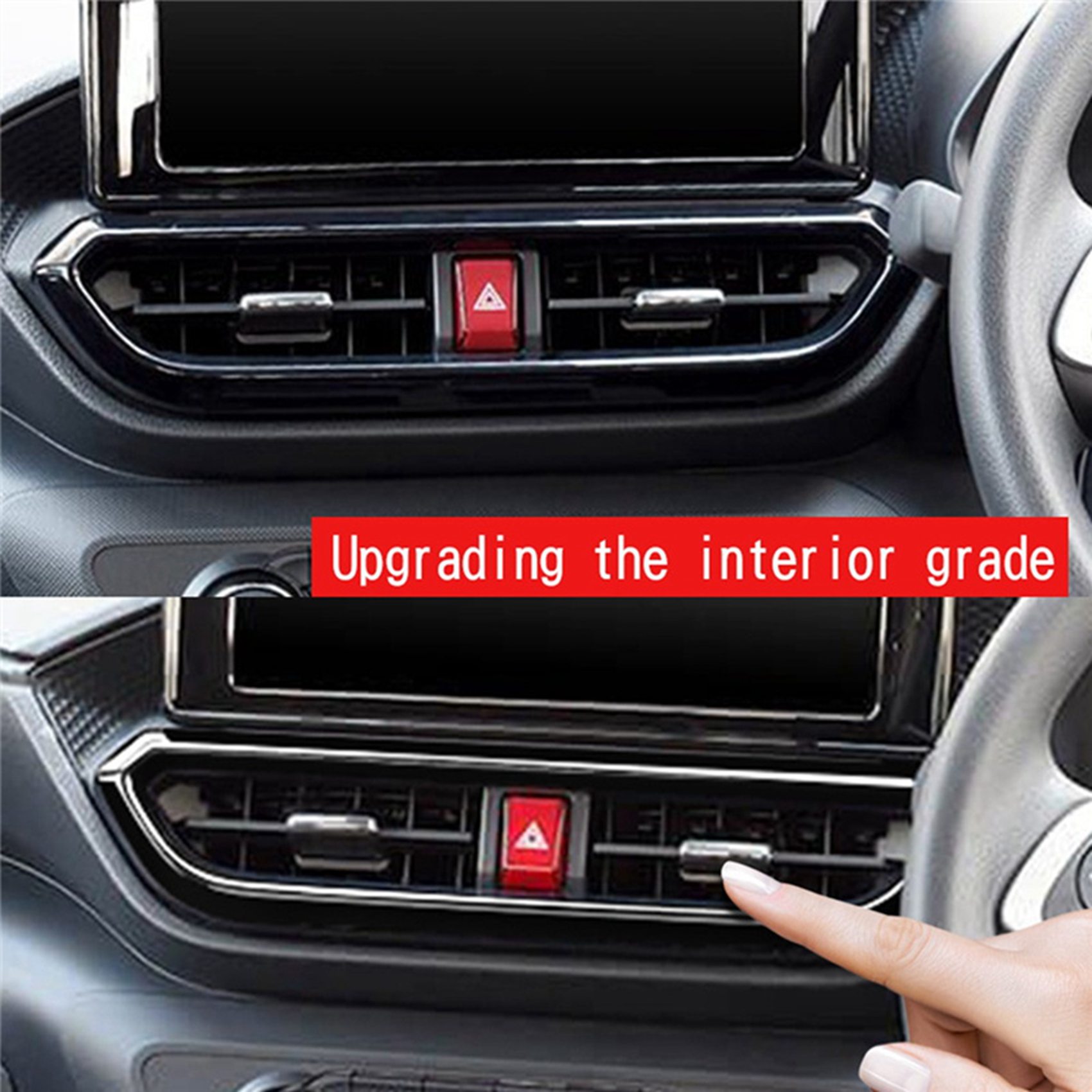 Bright Black Car Interior Dashboard Center Console A/C Outlet Frame Cover Trim for Raize/ 2020-2022