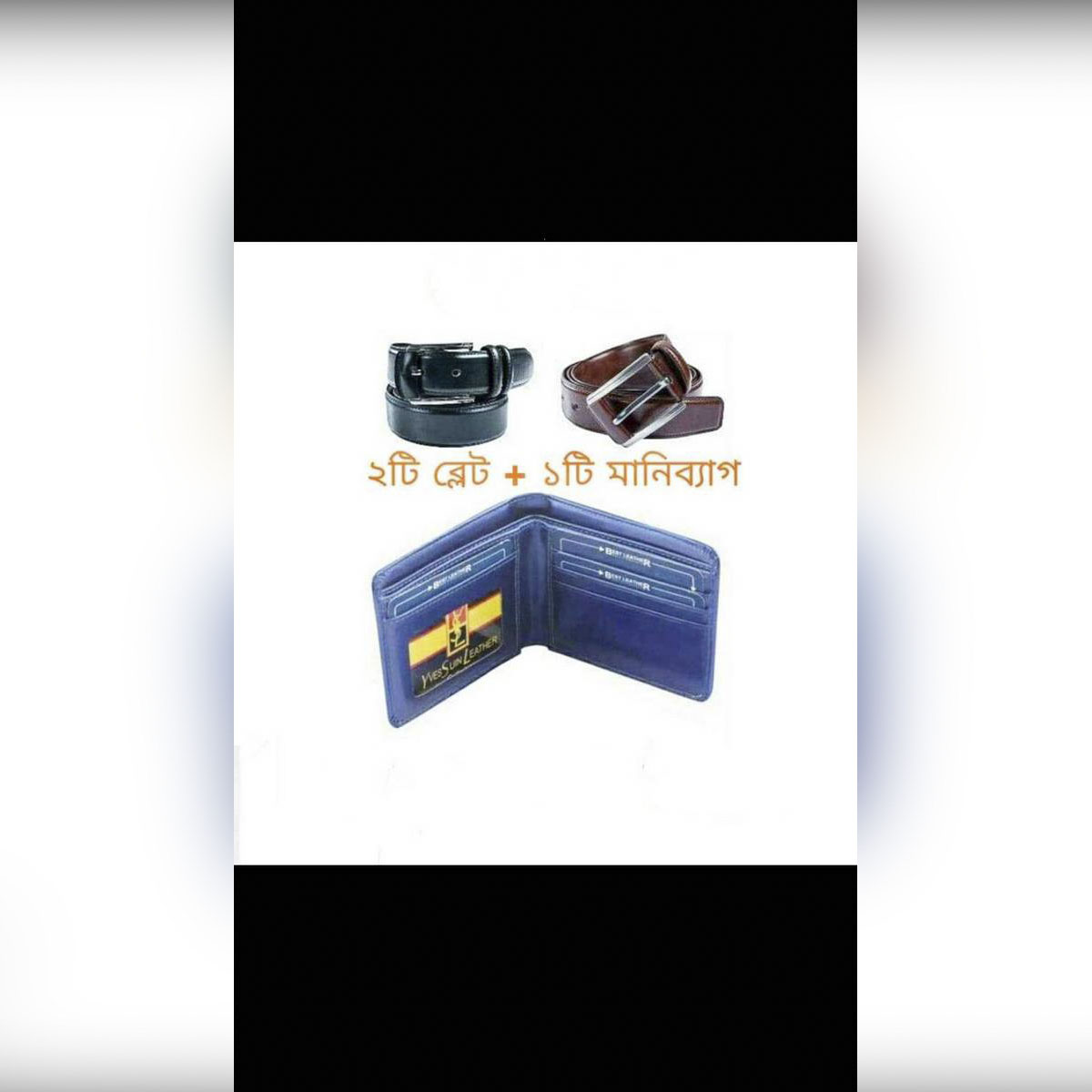 3pice Belt Black Belt and Chocolate Belt and Y S L Blue Wallet Artificial Leather Belt and Wallet Combo Offer Fore Men