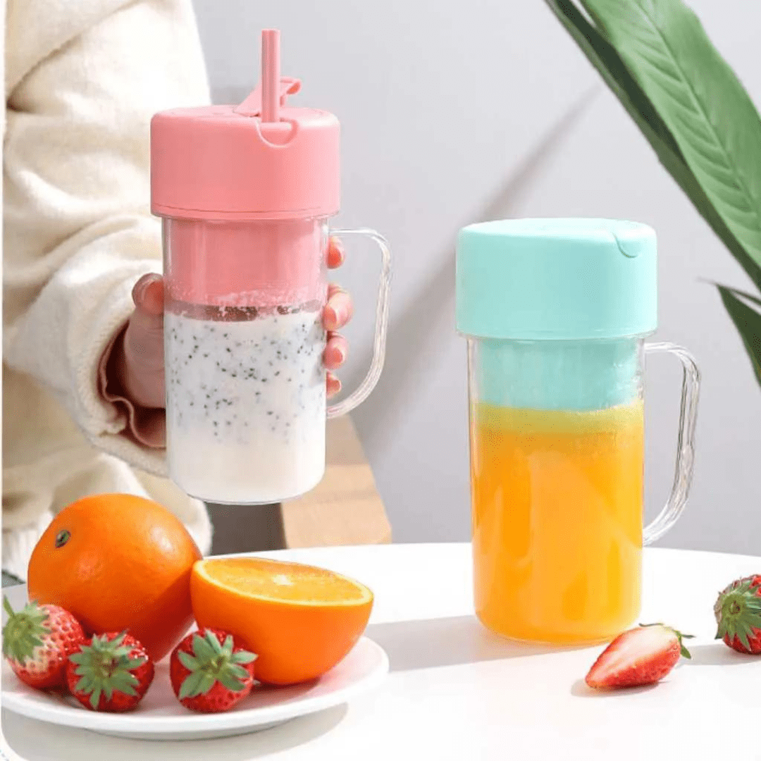 Electric Juicer Mini Portable Blender Fruit Mixers Extractors Multifunction Juice Maker Machine Blender with Straw Pink. 