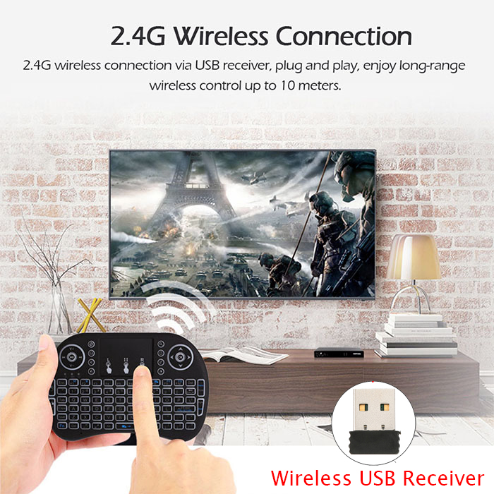 I8-B Wireless Backlit Mini Keyboard With Touchpad Mouse - Versatile Wireless Keyboard Combo For Various Devices. 