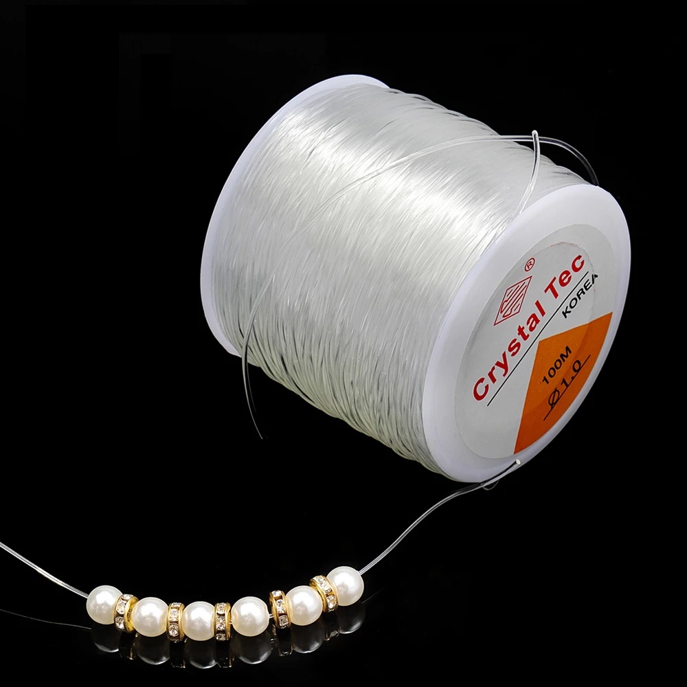 0.5-1mm 100m/ Roll Transparent Elastic Crystal Line Beading Cord String Wire Thread for Jewelry Making DIY Necklace Bracelet Accessories [Jane Eyre]. 