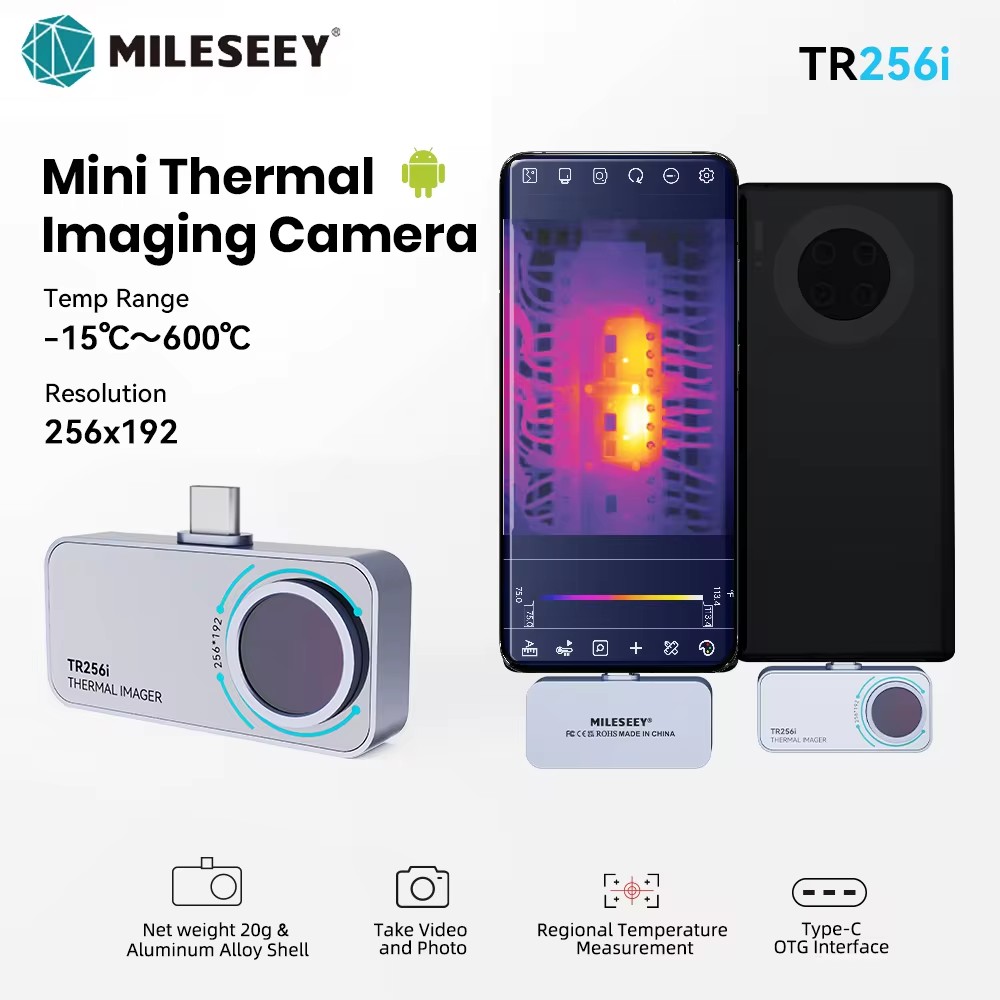 MILESEEY Thermal Camera Android TR160i TR256i 256x192 Infrared Thermal Imager for Phone, Panel Circuit Repair Tool