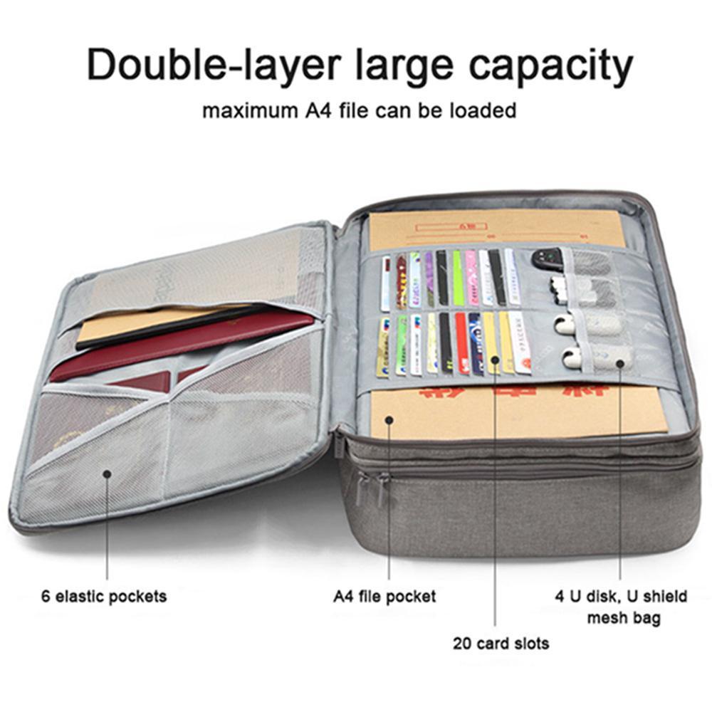 Goglor Minimalist Document Storage Bag with Handle&Two-way Zipper. 