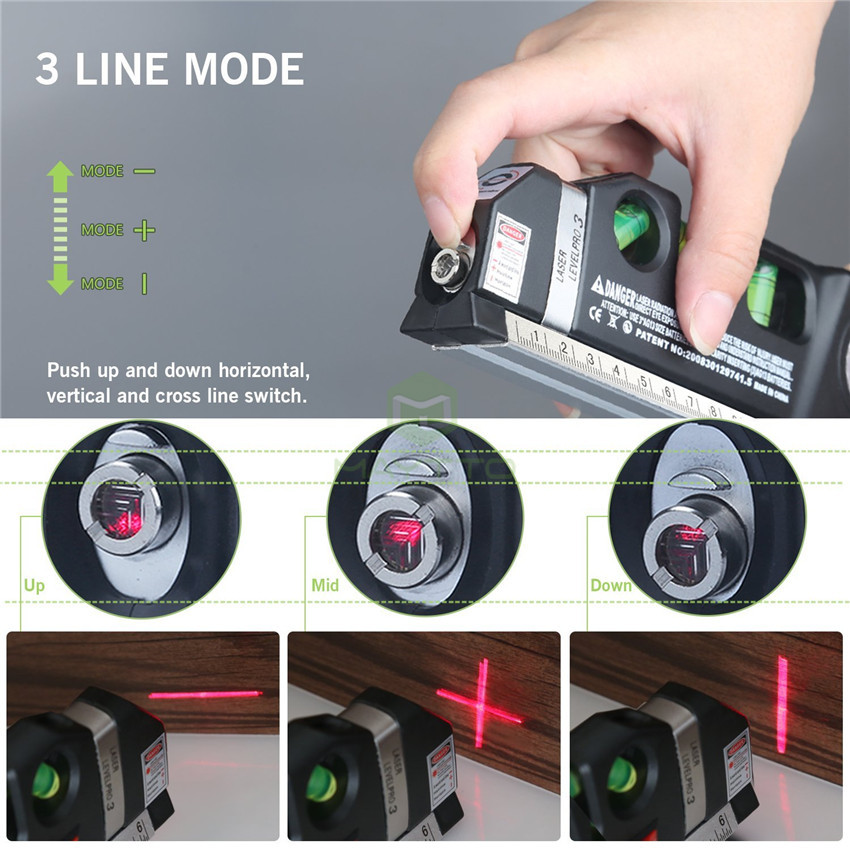 MAYTTO 8ft Laser  Laser Level laser measure Line Measurement Tape Ruler Adjusted Standard and Metric Rulers. 
