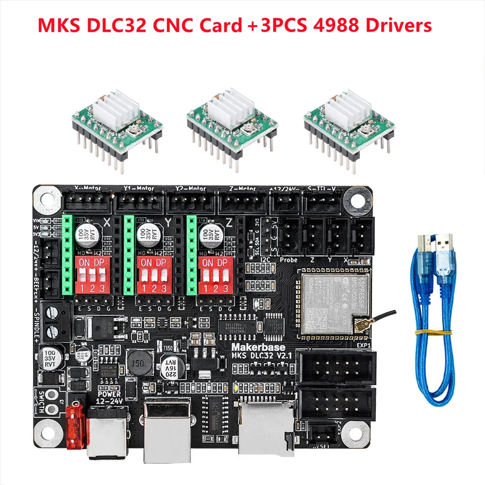 MKS DLC32 V2.1 Offline Controller Board 32bits ESP32 WIFI GRBL Motherboard For Laser Engraving Machine TS35 Touch Screen Display. 