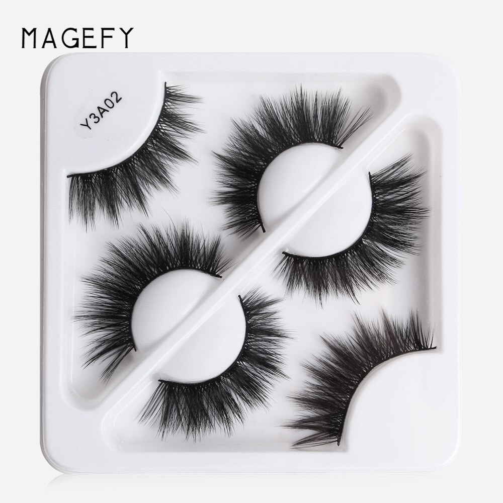 MAANGE MAGEFY 3Pair  Handmade 3D Fake Mink False Eyelash set - Y3A02. 