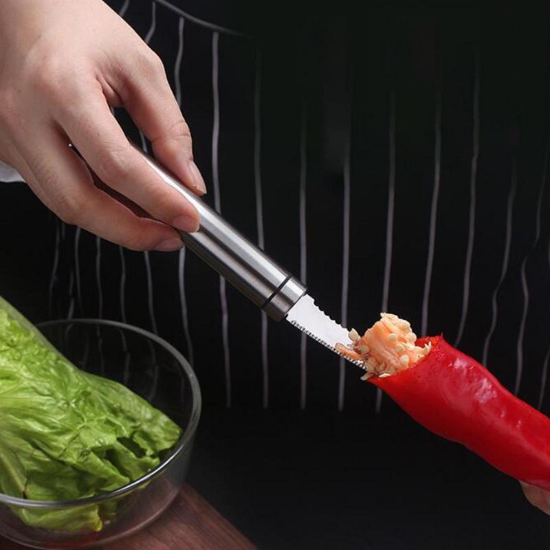 Jalape Corer Stainless Steel Chili Core eseeder ucchini er Corer And emoer With Serrated Edges For Vegetable. 