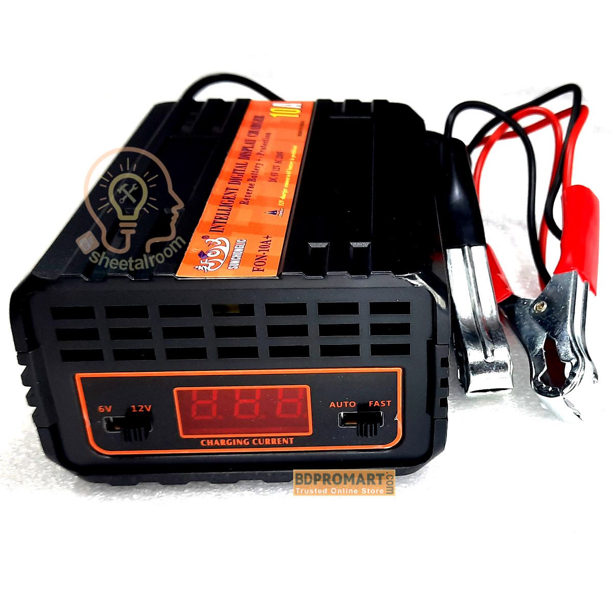 6v & 12v 10A Digital Battery Charger Full Auto & Digital Display For IPS Battery, Dry Battery, acid Battery, Solar Battery. 