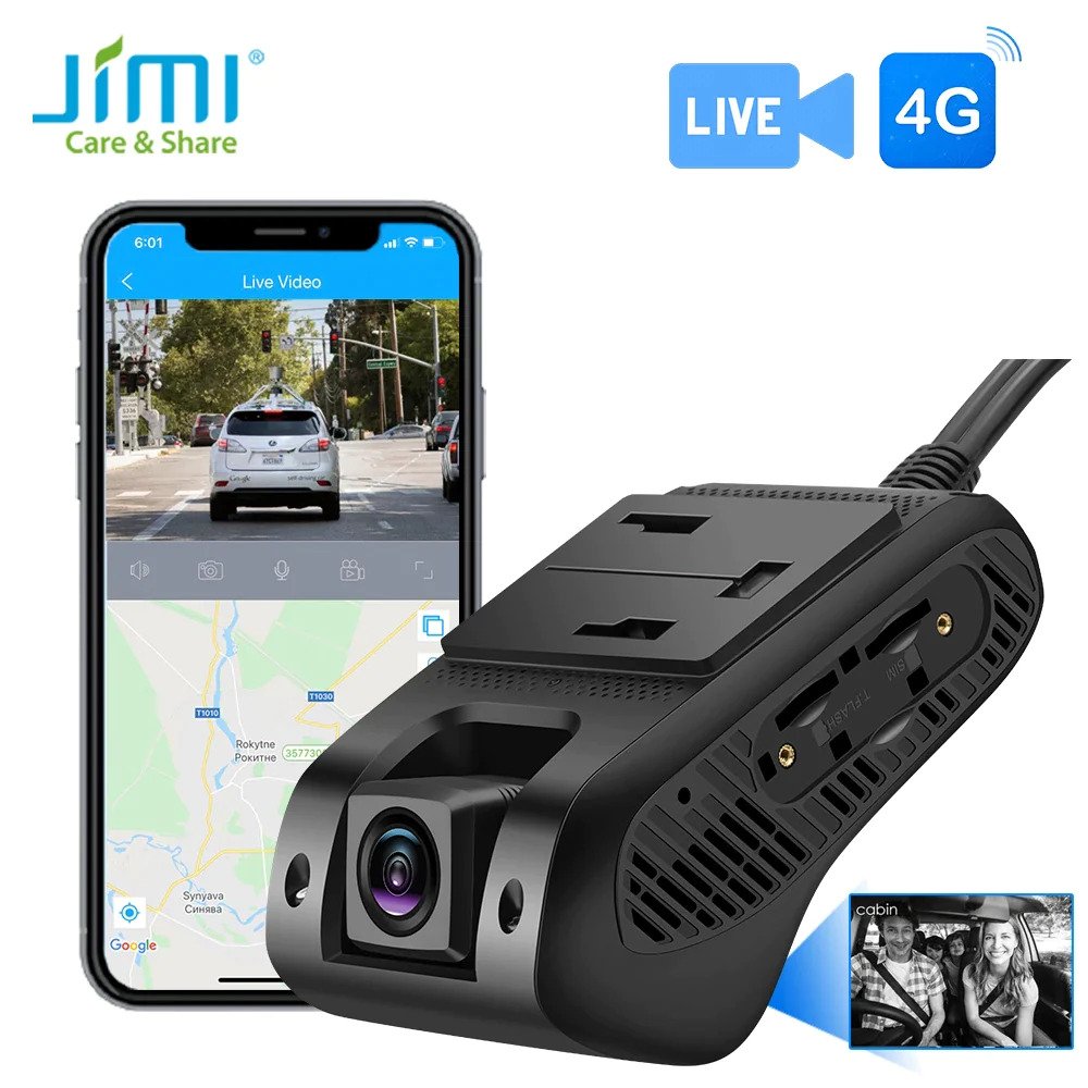 jimi JC400P 4G Live Monitoring Car Dashboard Car Camera With Live Stream1080P Dual Cameras Global Positioning System Wifi Hotspot Multiple Alarms DVR Dash Cam Free APP Web. 