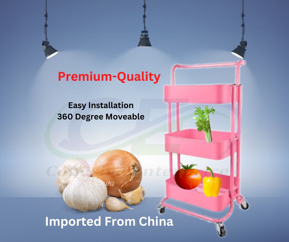 Kitchen 3 Layer Storage Kitchen Trolley Kitchen Rack Wheels Durable And Functional Kitchen